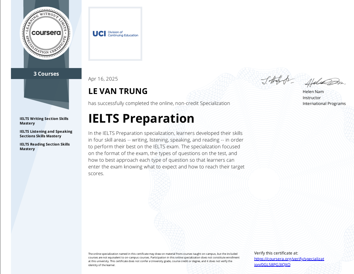 IELTS Preparation Certificate